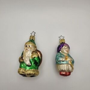 Inge Glas German Glass Christmas Ornaments Lot Of 2